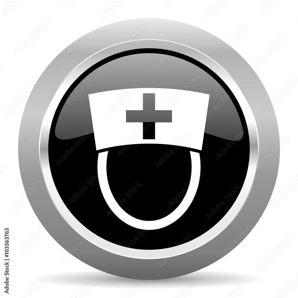 nurse black metallic chrome web circle glossy icon nurse black metallic chrome web circle glossy icon