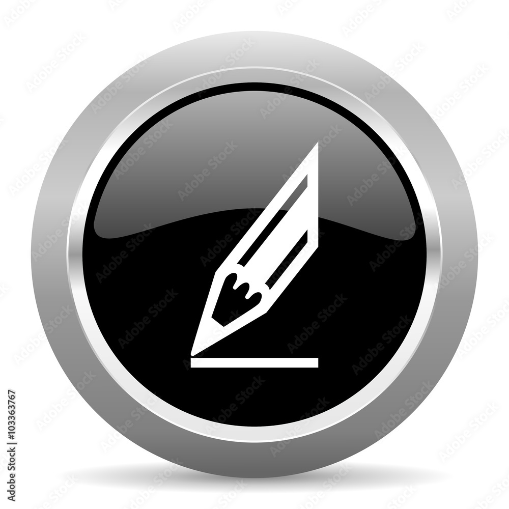 pencil black metallic chrome web circle glossy icon pencil black metallic chrome web circle glossy icon
