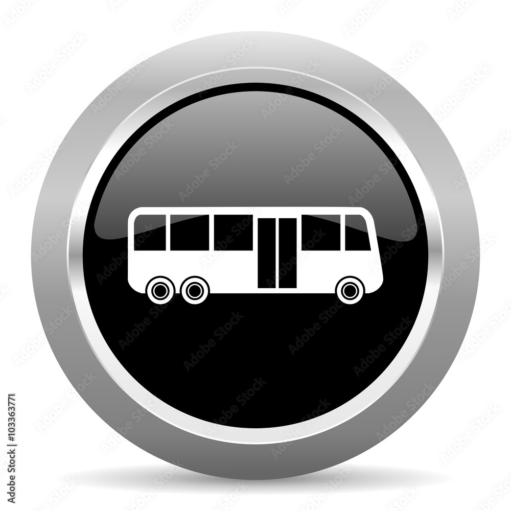 bus black metallic chrome web circle glossy icon bus black metallic chrome web circle glossy icon