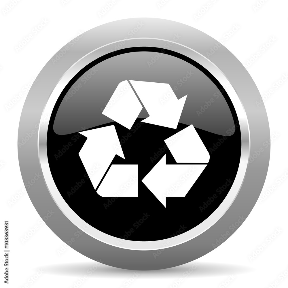 recycle black metallic chrome web circle glossy icon recycle black metallic chrome web circle glossy icon