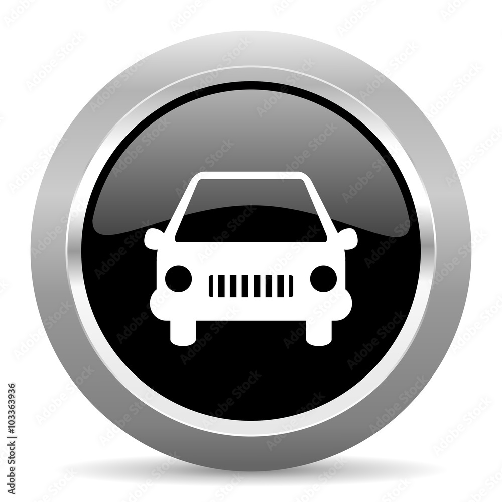 car black metallic chrome web circle glossy icon car black metallic chrome web circle glossy icon