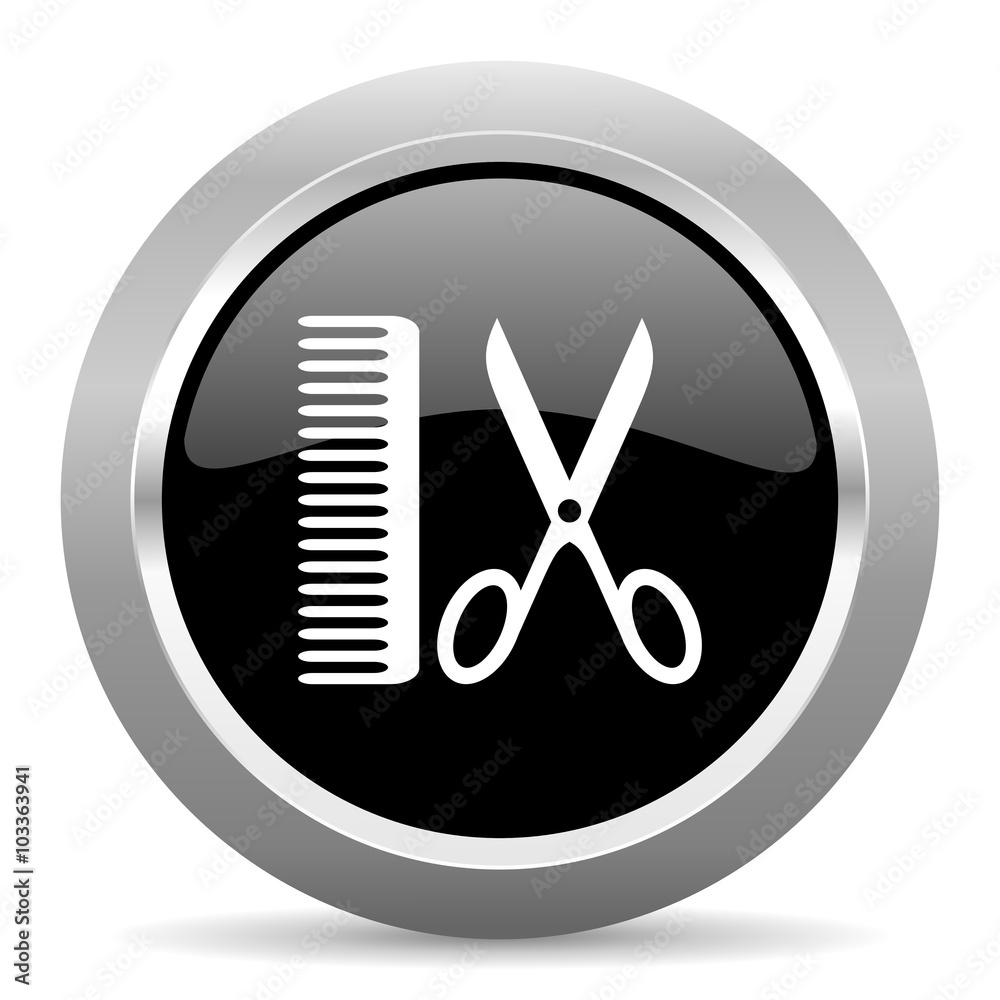 barber black metallic chrome web circle glossy icon barber black metallic chrome web circle glossy icon