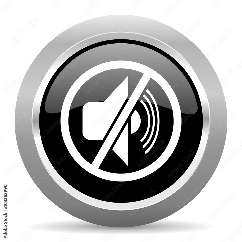 mute black metallic chrome web circle glossy icon mute black metallic chrome web circle glossy icon