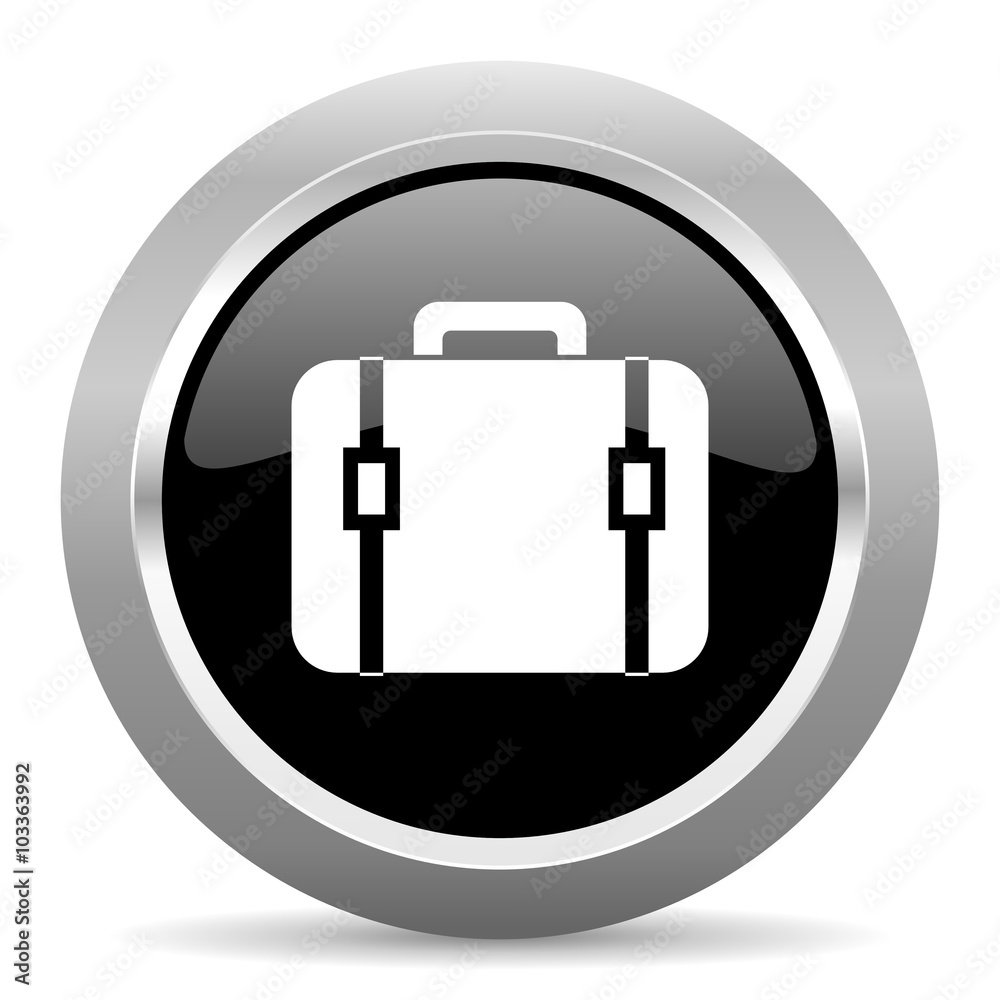 bag black metallic chrome web circle glossy icon bag black metallic chrome web circle glossy icon