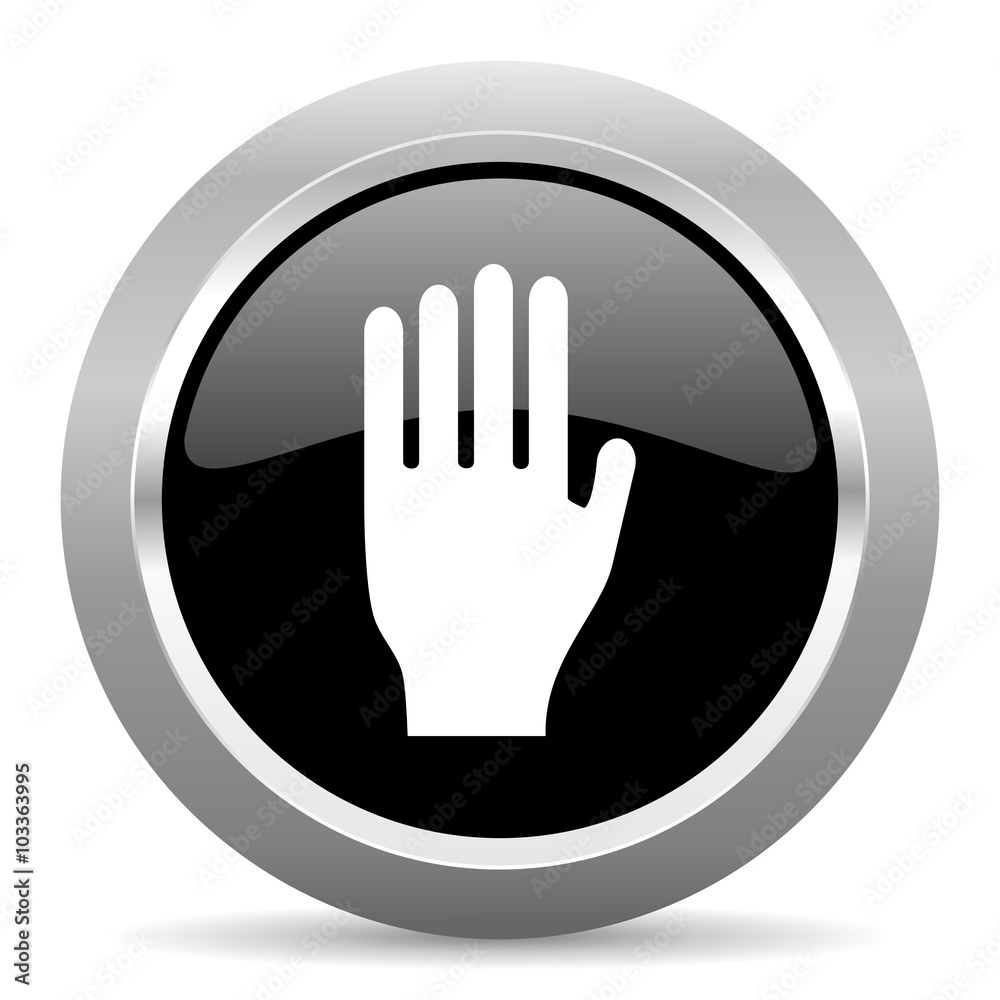 stop black metallic chrome web circle glossy icon stop black metallic chrome web circle glossy icon