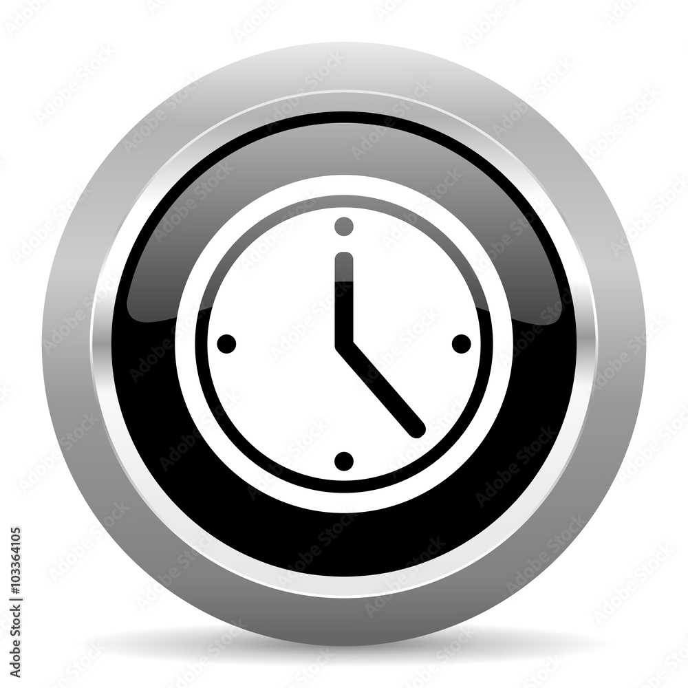time black metallic chrome web circle glossy icon time black metallic chrome web circle glossy icon