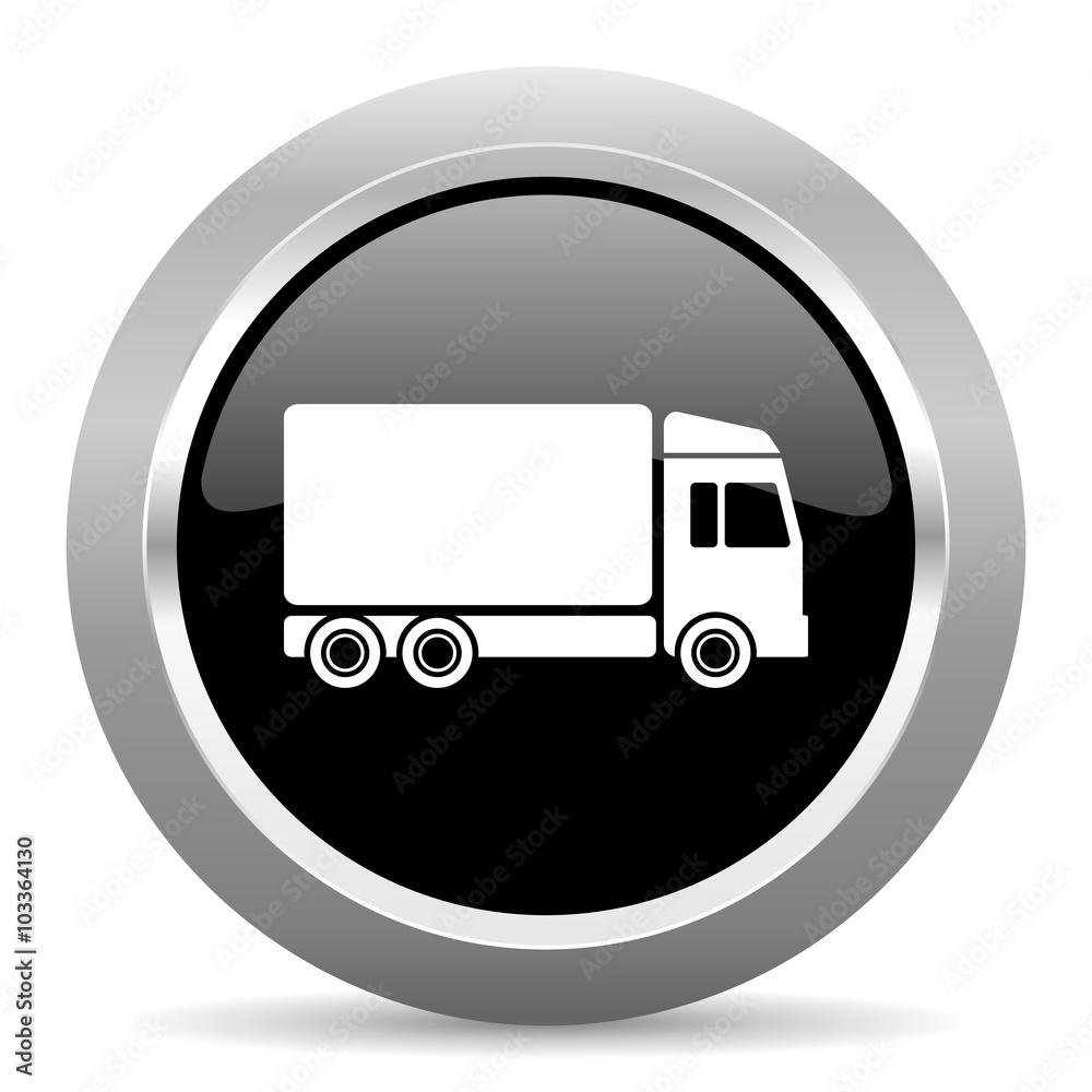 delivery black metallic chrome web circle glossy icon delivery black metallic chrome web circle glossy icon