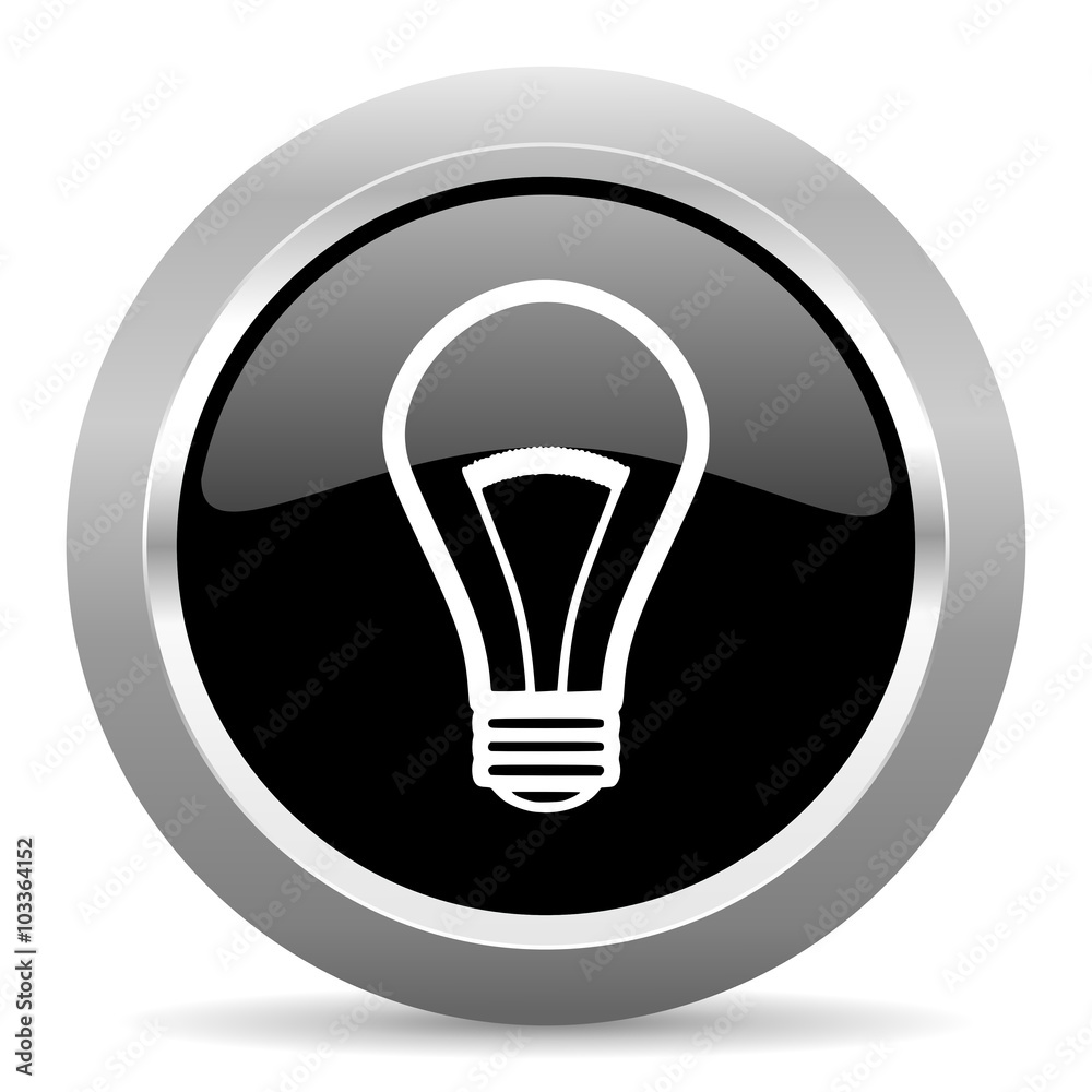 bulb black metallic chrome web circle glossy icon bulb black metallic chrome web circle glossy icon