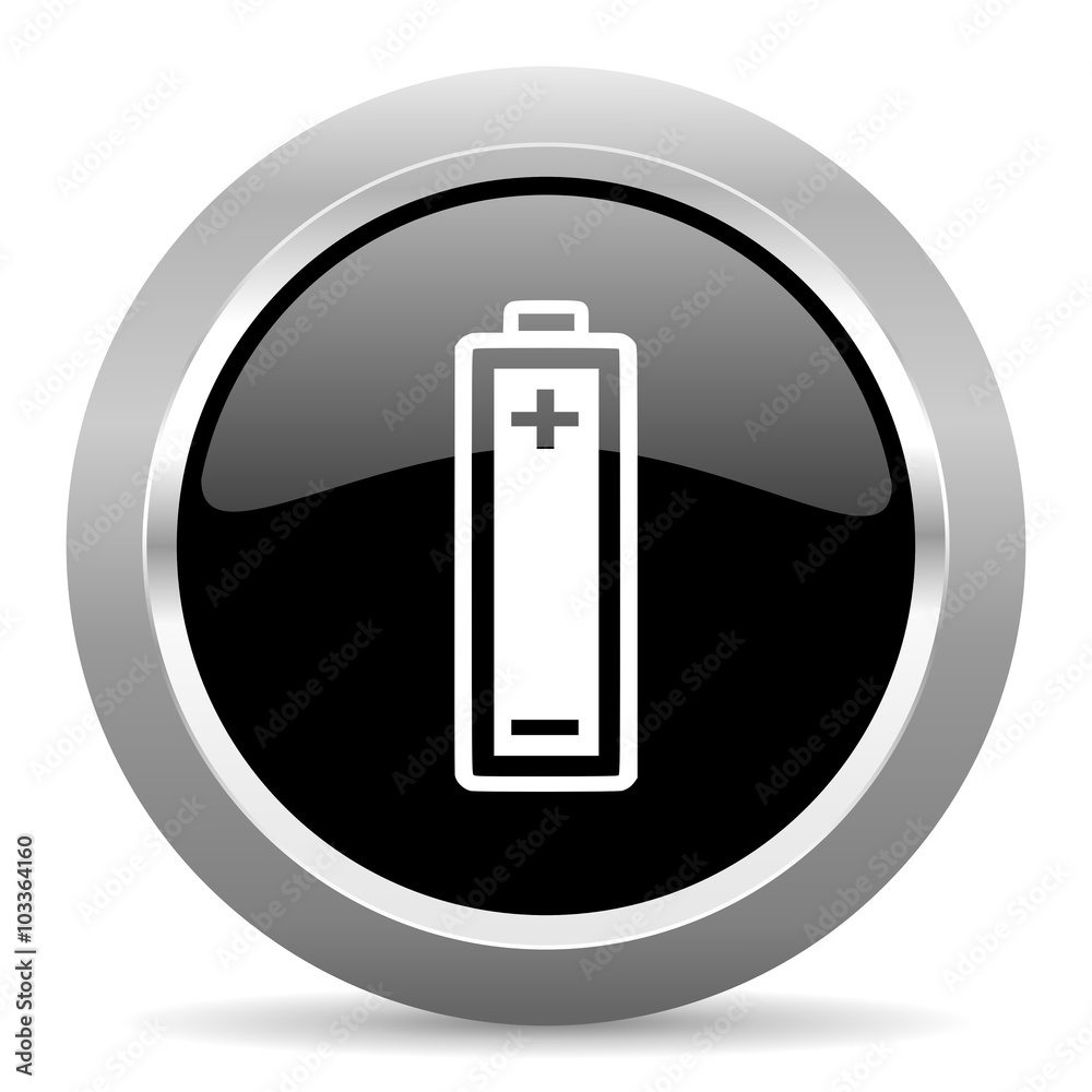 battery black metallic chrome web circle glossy icon battery black metallic chrome web circle glossy icon