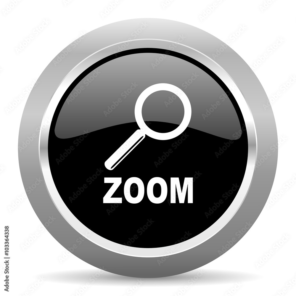 zoom black metallic chrome web circle glossy icon zoom black metallic chrome web circle glossy icon