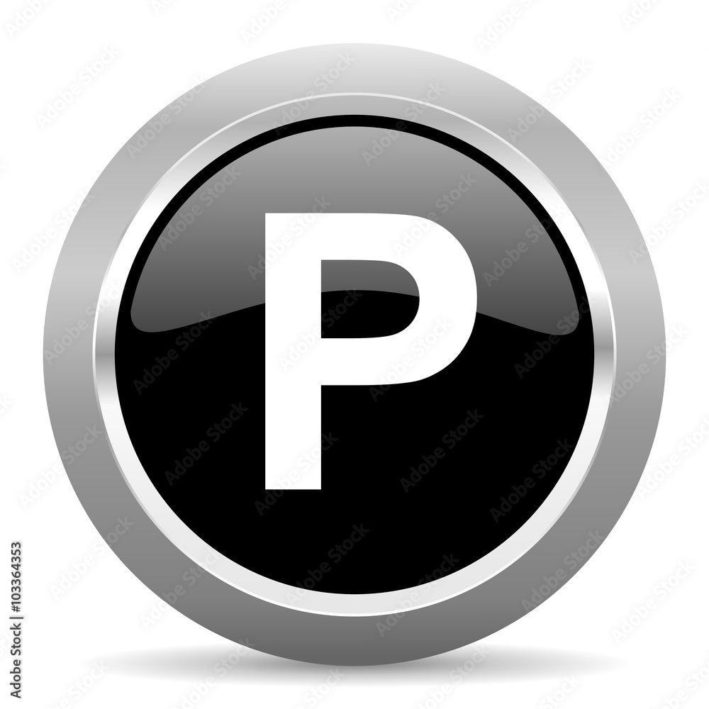parking black metallic chrome web circle glossy icon parking black metallic chrome web circle glossy icon