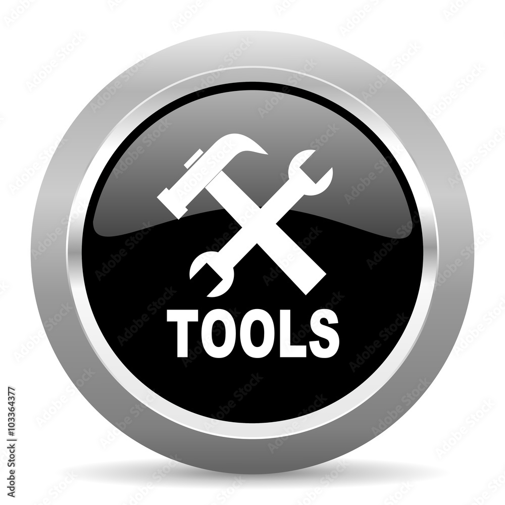 tools black metallic chrome web circle glossy icon tools black metallic chrome web circle glossy icon