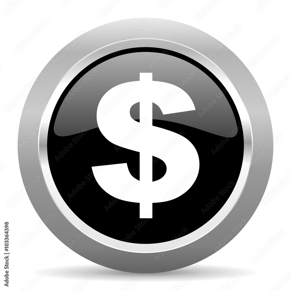 dollar black metallic chrome web circle glossy icon dollar black metallic chrome web circle glossy icon