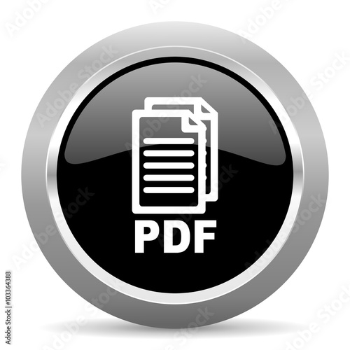pdf black metallic chrome web circle glossy icon,