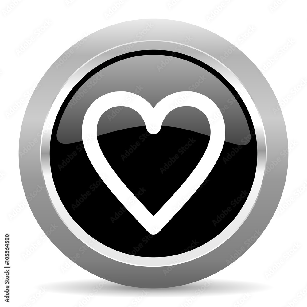 heart black metallic chrome web circle glossy icon heart black metallic chrome web circle glossy icon