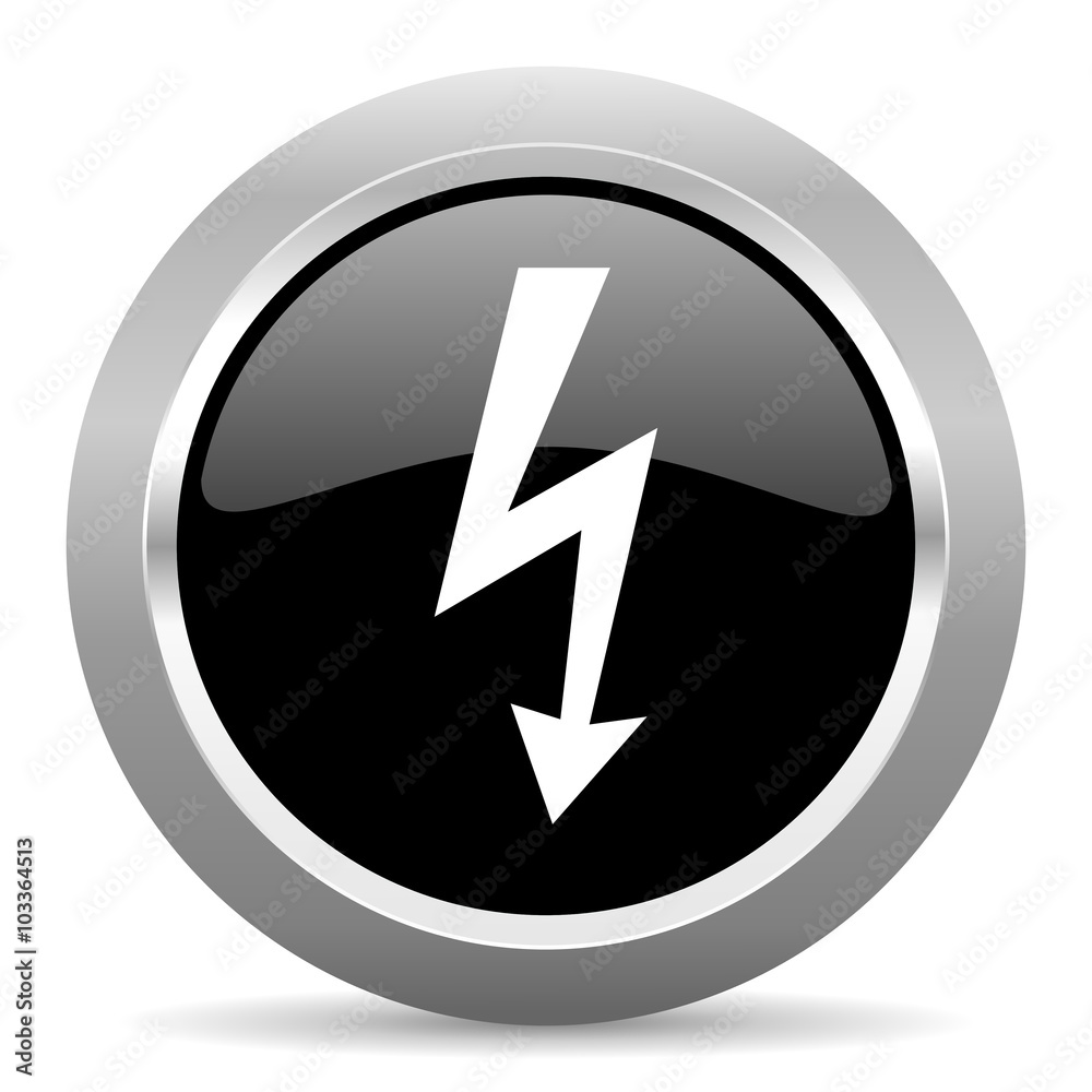 bolt black metallic chrome web circle glossy icon bolt black metallic chrome web circle glossy icon