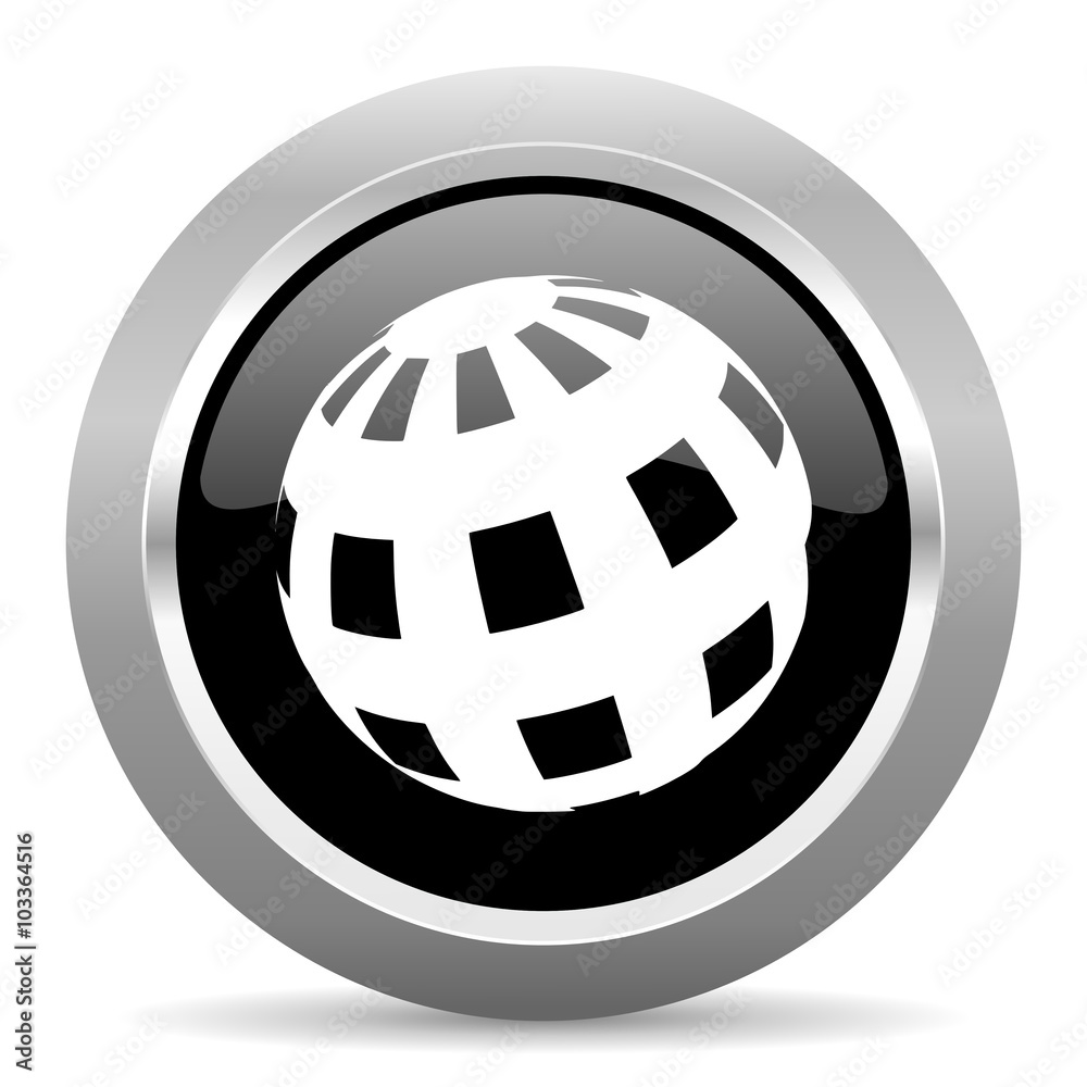 earth black metallic chrome web circle glossy icon earth black metallic chrome web circle glossy icon