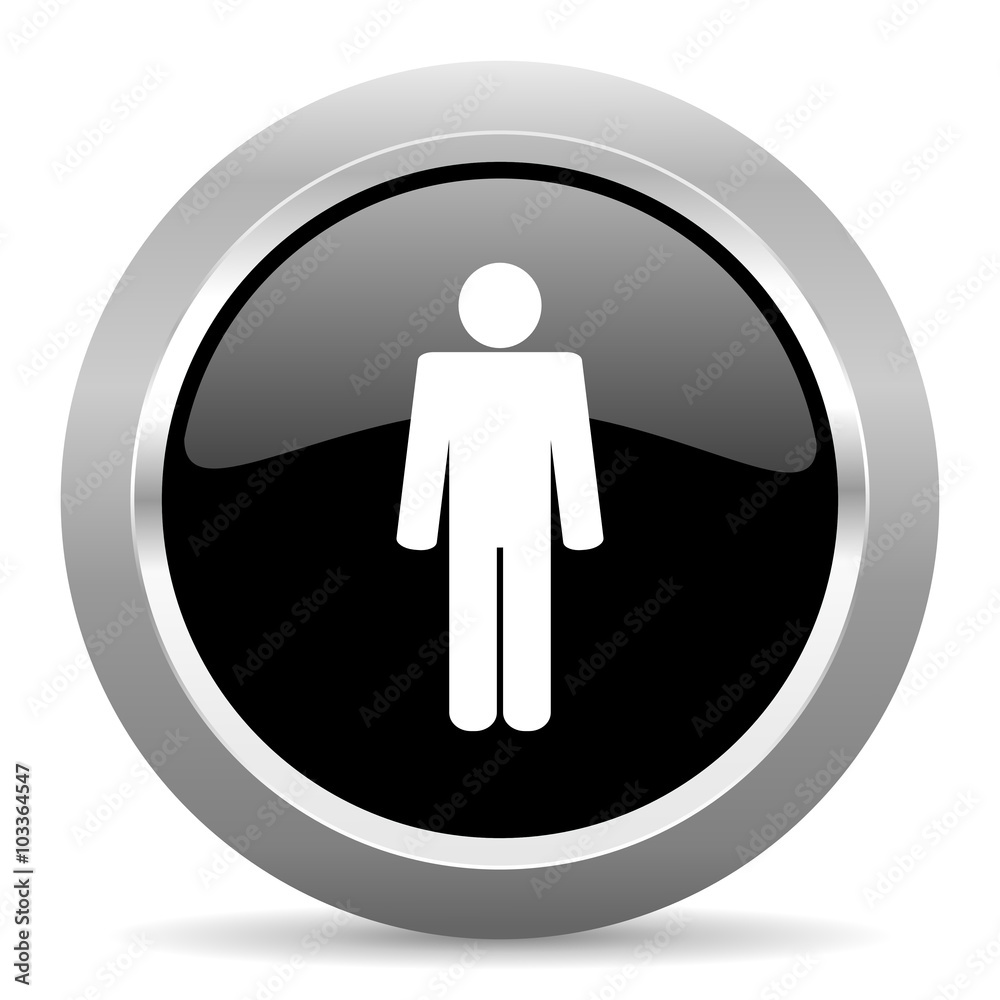 male black metallic chrome web circle glossy icon male black metallic chrome web circle glossy icon