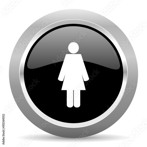 female black metallic chrome web circle glossy icon