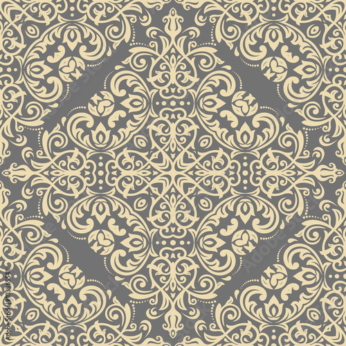 Oriental vector classic golden ornament. Seamless abstract background