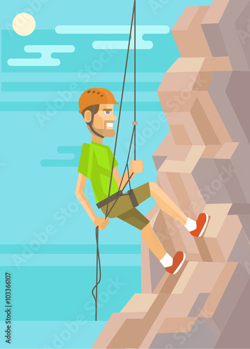 Climber. Vector flat illustration