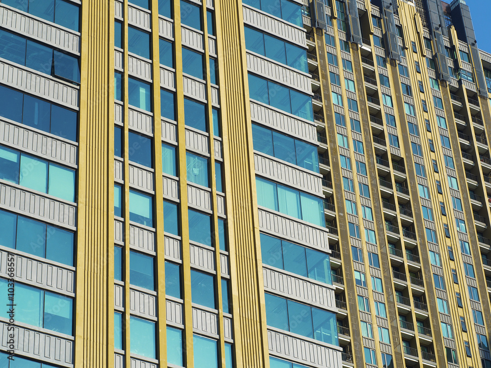 Fototapeta premium close up modern condominium in sunlight