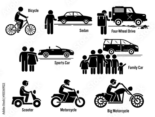 Land Personal Transport Transportation Vehicles Set