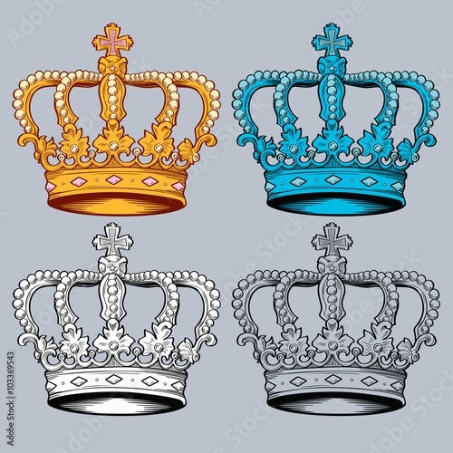 Crown vector clip art in 4 versions
