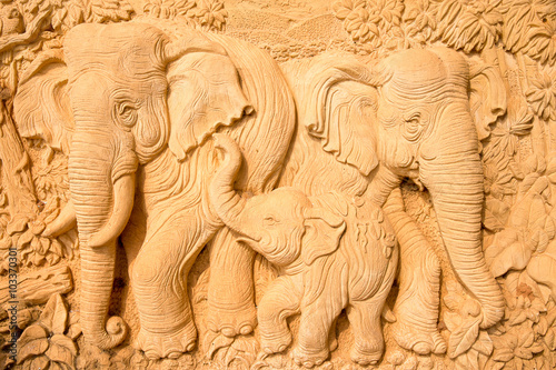 Elephant carved in wood