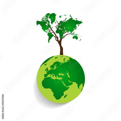 ECO FRIENDLY. Ecology concept with Green Eco Earth and Trees. Ve