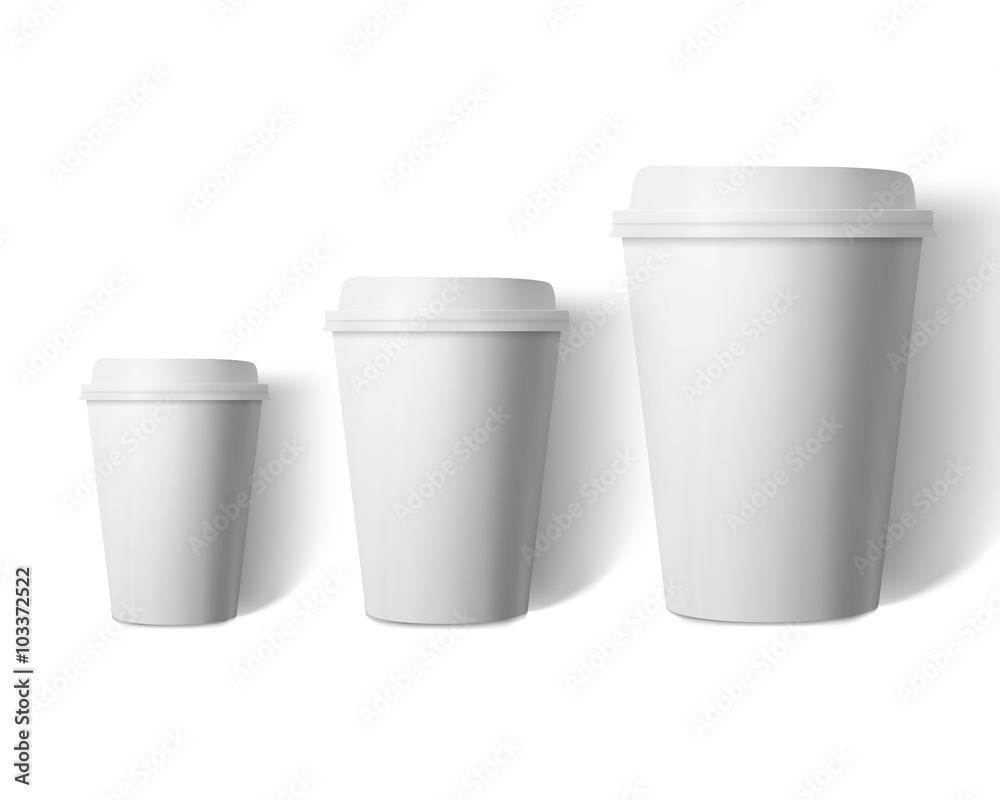 Vector Coffee Cup Set Isolated on White Background. Photorealist Vector Coffee Cup Set Isolated on White Background. Photorealist
