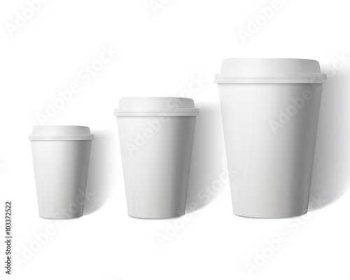 Vector Coffee Cup Set Isolated on White Background. Photorealist