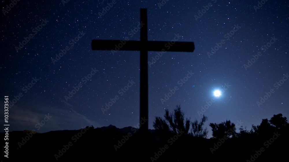 Moon cross and stars time lapse Moon cross and stars time lapse