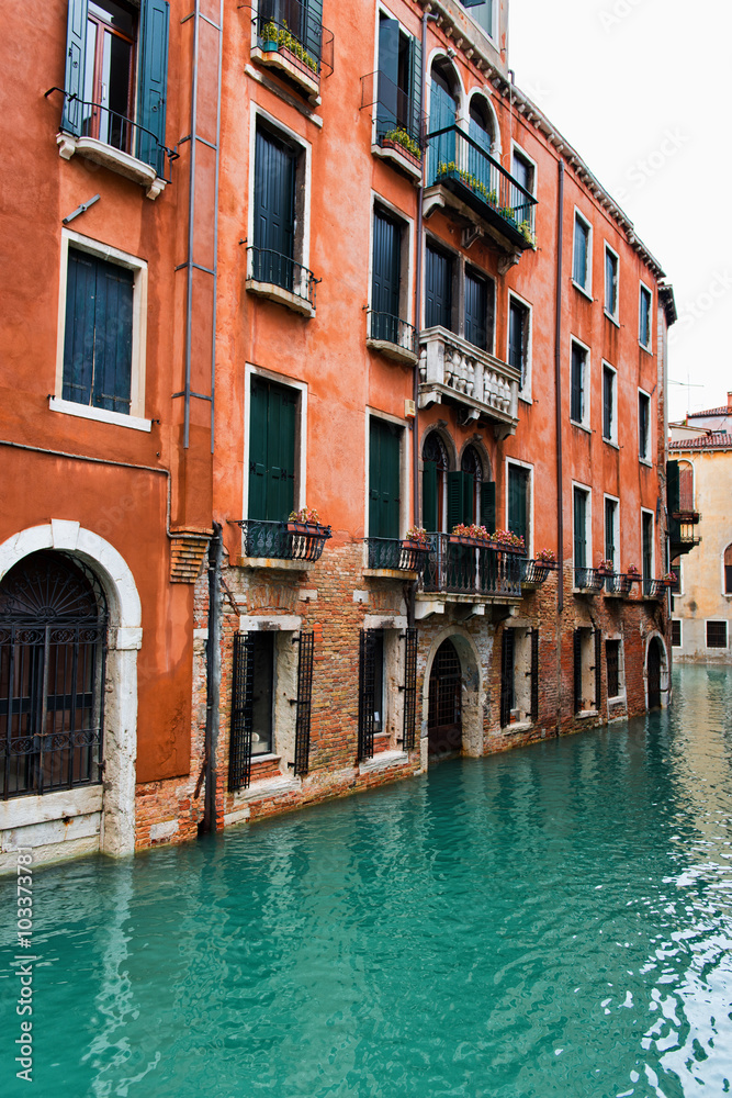 Traditional Building on Canal in Venice, Italy