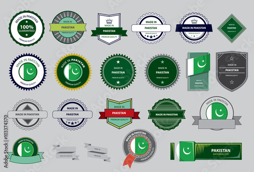 Made in Pakistan Seal, Pakistani Flag (Vector Art)