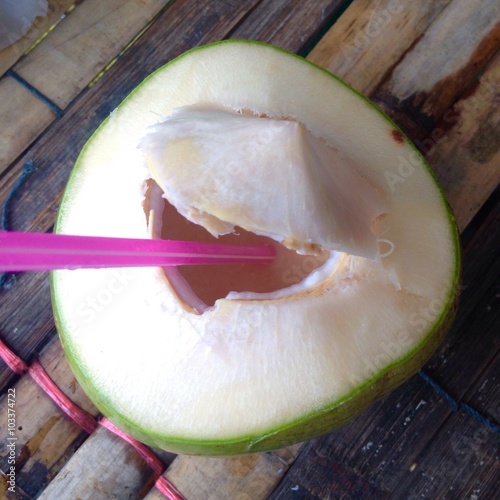 Fresh coconut drink  photo