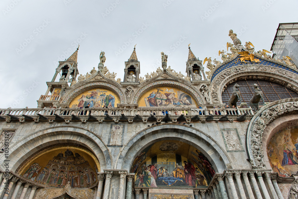 Front facade of St Marks Basilica