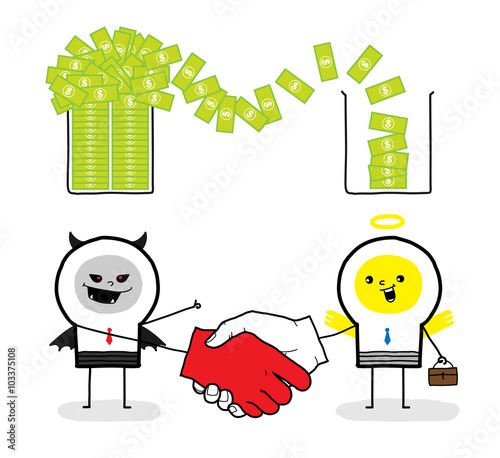Wrong trading with devil / A business makes a wrong deal with devil.