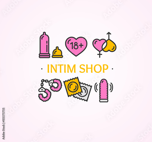Intim or Sex Shop Concept. Vector