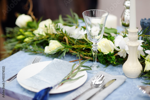 Table set for wedding reception