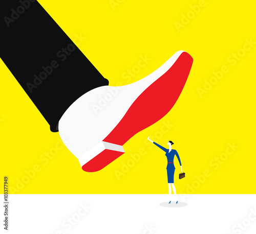 Not afraid pressure / A business woman works under tremendous pressure,but he doesn`t afraid.