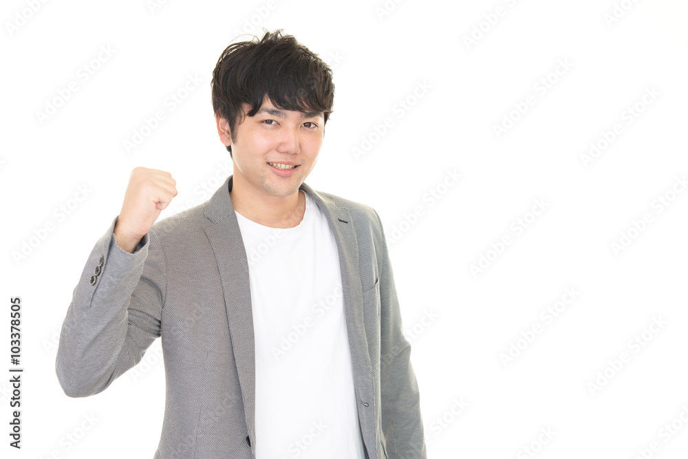 ガッツポーズの青年 ガッツポーズの青年
