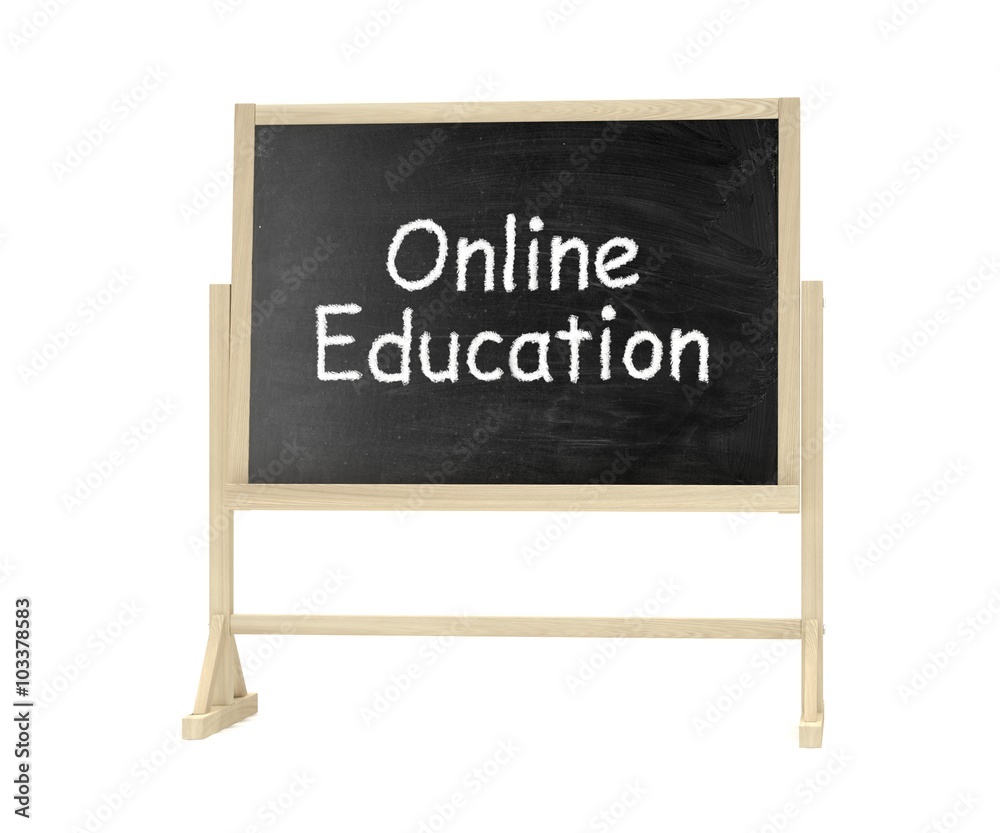 Fototapeta premium Online education concept. Blackboard, chalkboard isolated on white