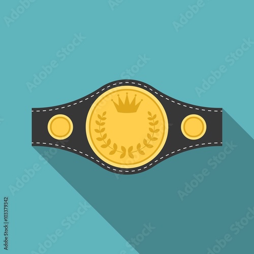 Vector boxing championship belt icon with long shadow, flat design