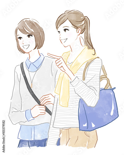 旅行する二人の女性 Stock イラスト Adobe Stock