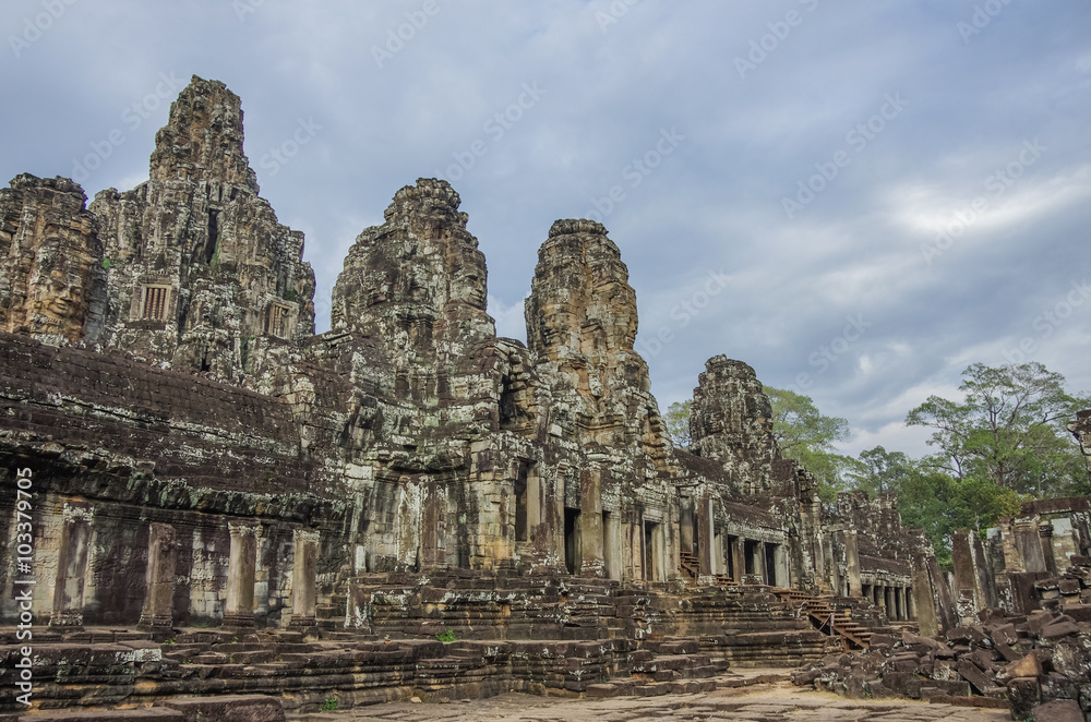 Ancient Bayon Temple in Angkor Wat, Siem Reap, Cambodia