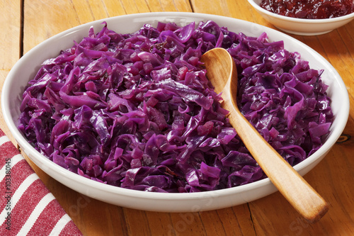 Spiced red cabbage with apple. Delicious with Christmas meats.