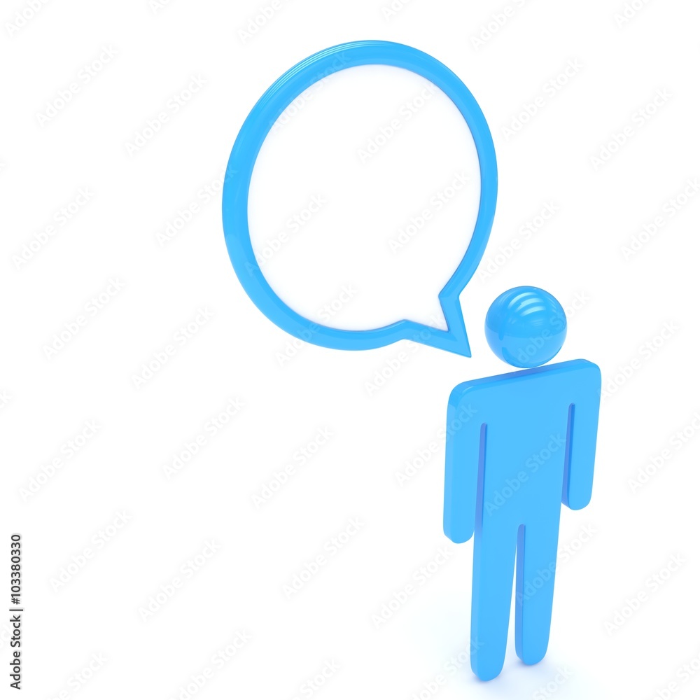 3d man with talk bubbles isolated over a white background 3d man with talk bubbles isolated over a white background