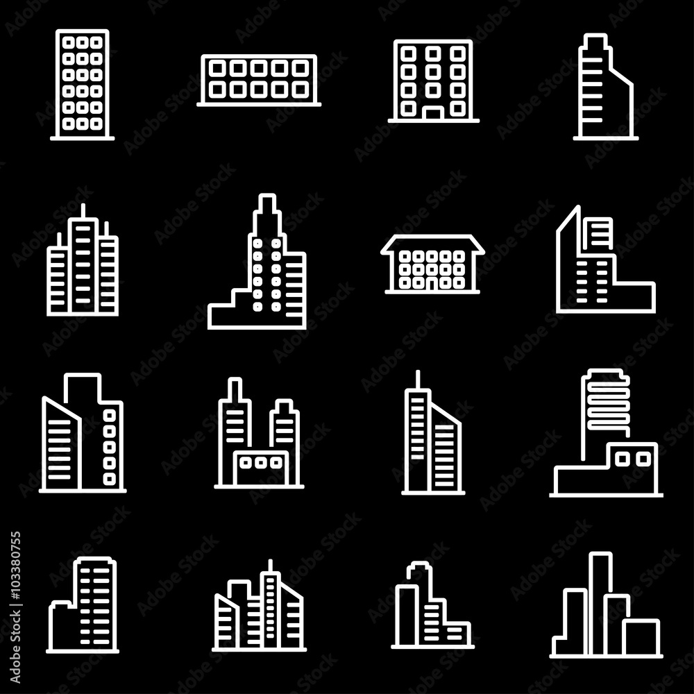 Fototapeta premium Vector line building icon set