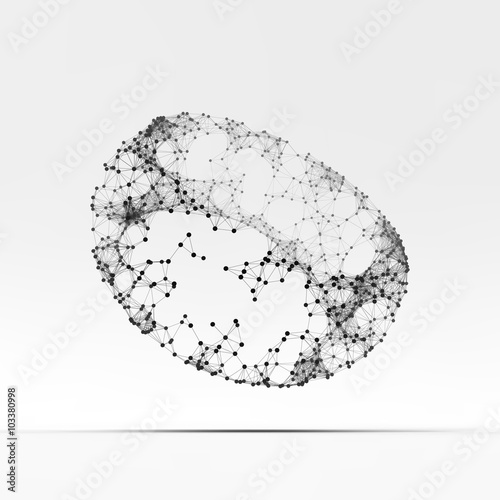 Torus. Molecular lattice. Connection structure. 3d Vector Illustration.
